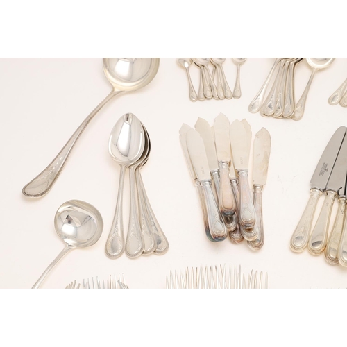 105 - A MODERN PART-CANTEEN OF OLD ENGLISH BEAD PATTERN FLATWARE & CUTLERY. with Bright-cut engraved termi... 