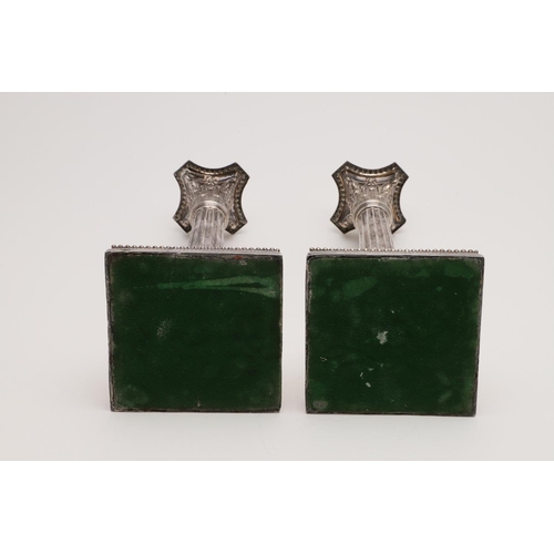 117 - A PAIR OF LATE VICTORIAN CANDLESTICKS. in the form of Corinthian columns, with bead borders and deta... 