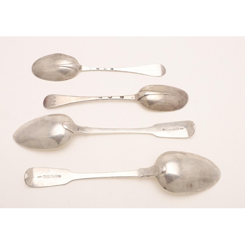 13 - A PAIR OF WILLIAM IV FIDDLE PATTERN TABLESPOONS. crested and  struck with additional gothic 