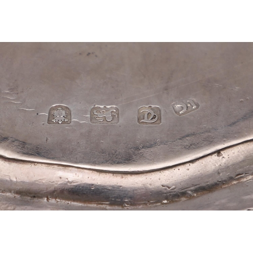 167 - A GEORGE III WAITER. of shaped circular outline, with a gadrooned border, engraved in the centre wit... 