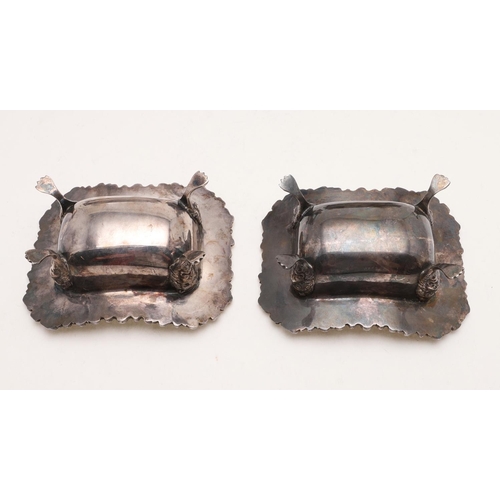 170 - A PAIR OF 19TH CENTURY SILVER PLATED SAUCE TUREENS & COVERS. with ornate borders & feet together wit... 