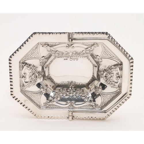 179 - A PAIR OF VICTORIAN SWING-HANDLE SWEETMEAT BASKETS. octagonal outline, with a punched border and the... 