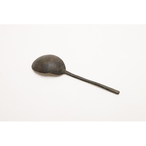 18 - A LATE 16TH/ EARLY 17TH CENTURY LATTEN SPOON. with a drop-shaped bowl, unmarked; 6.1