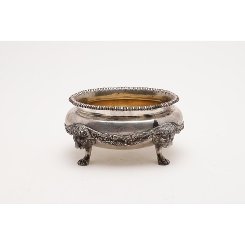 198 - AN EARLY 20TH CENTURY LARGE OVAL SALT. with a textured rim, the body with applied floral festoons an... 