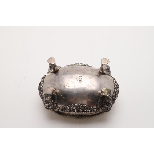 198 - AN EARLY 20TH CENTURY LARGE OVAL SALT. with a textured rim, the body with applied floral festoons an... 