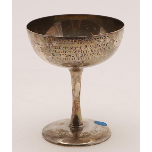 262 - A MIXED LOT:-. a small Edwardian trophy cup, with a presentation inscription, by Walker & Hall, Shef... 