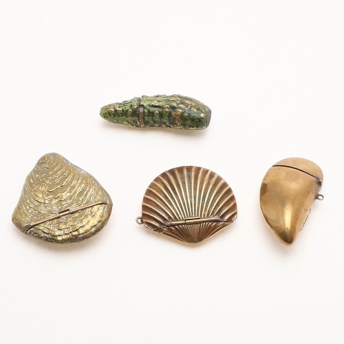 309 - FOUR LATE 19TH/ EARLY 20TH CENTURY MARINE RELATED VESTAS. two shells & two in the form of Mussels; t... 