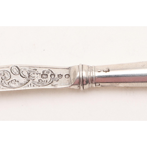 317 - A VICTORIAN NOVELTY PROPELLING PENCIL. in the form of a butter knife, with a leaf-capped pistol grip... 