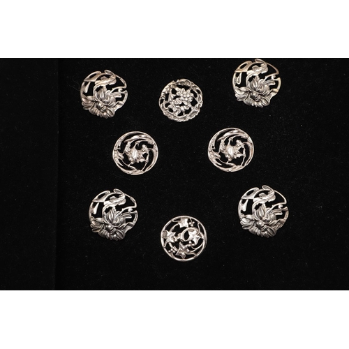 331 - BUTTONS:-. a set of 6 Edwardian buttons, circular and decorated in relief with a lady, by J & R Grif... 