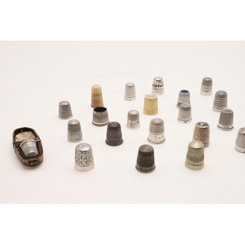 336 - SIXTEEN VARIOUS THIMBLES. including a cased example, mixed makers & dates, together with 9 others; 3... 