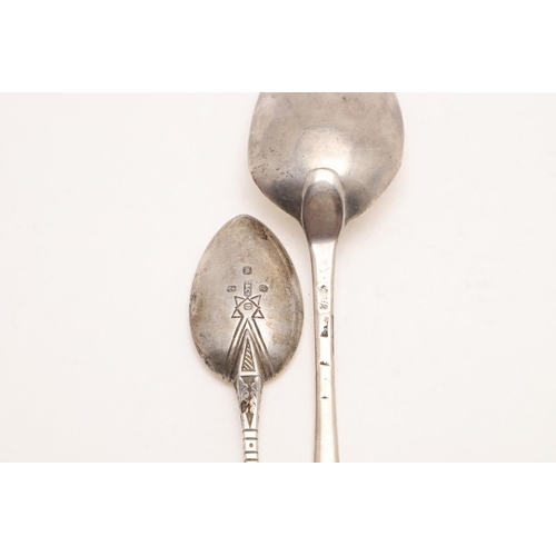 35 - A GEORGE III CADDY SPOON. with a pointed stem and engraved decoration, by, John Thropp, Birmingham 1... 