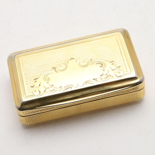 361 - A 19TH CENTURY CONTINENTAL SILVERGILT SNUFF BOX. of rectangular form, the cover engraved with a vaca... 