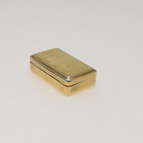 361 - A 19TH CENTURY CONTINENTAL SILVERGILT SNUFF BOX. of rectangular form, the cover engraved with a vaca... 