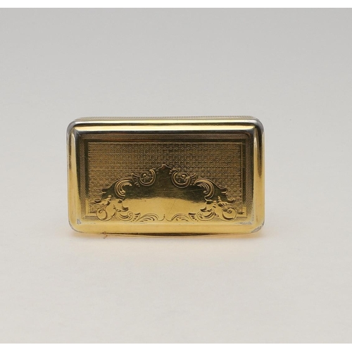 361 - A 19TH CENTURY CONTINENTAL SILVERGILT SNUFF BOX. of rectangular form, the cover engraved with a vaca... 