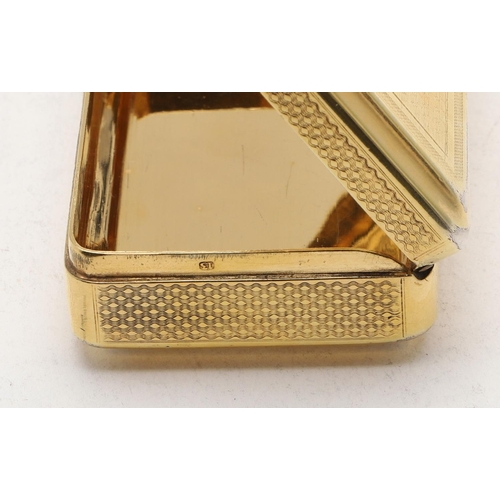 361 - A 19TH CENTURY CONTINENTAL SILVERGILT SNUFF BOX. of rectangular form, the cover engraved with a vaca... 