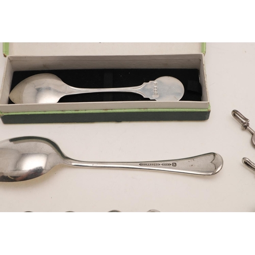 383 - A MIXED LOT:-. a group of 4 early 20th century teaspoons, with enamel terminals, initialled 