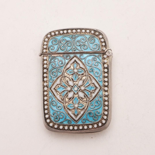 399 - A LATE 19TH/ EARLY 20TH CENTURY NORWEGIAN CLOISONNE ENAMEL VESTA CASE. rectangular, with rounded cor... 