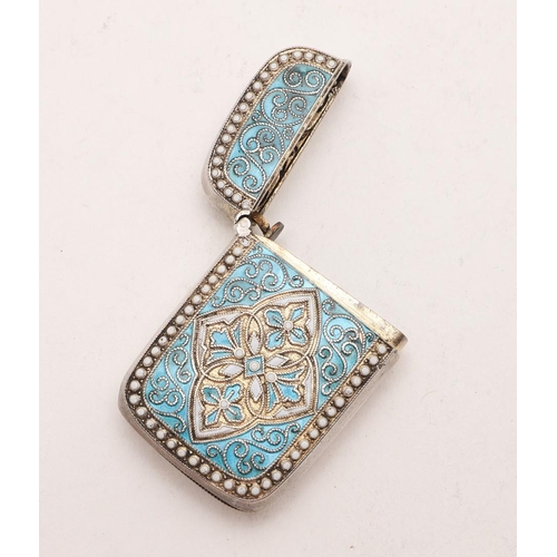 399 - A LATE 19TH/ EARLY 20TH CENTURY NORWEGIAN CLOISONNE ENAMEL VESTA CASE. rectangular, with rounded cor... 