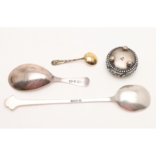 40 - A GEORGE III CADDY SPOON. with a Bright-cut stem and an engraved bowl, initialled, by Thomas Streeti... 