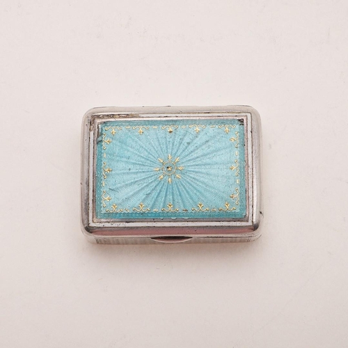 400 - A CONTINENTAL SILVER & ENAMEL VESTA CASE. rectangular form, with engine-turned decoration on the bod... 