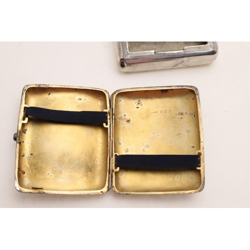 416 - A MIXED LOT. a small spirit flask, inscribed, 2 tobacco boxes (one initialled) and 3 cigarette cases... 