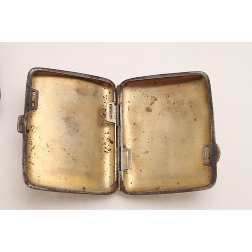 416 - A MIXED LOT. a small spirit flask, inscribed, 2 tobacco boxes (one initialled) and 3 cigarette cases... 