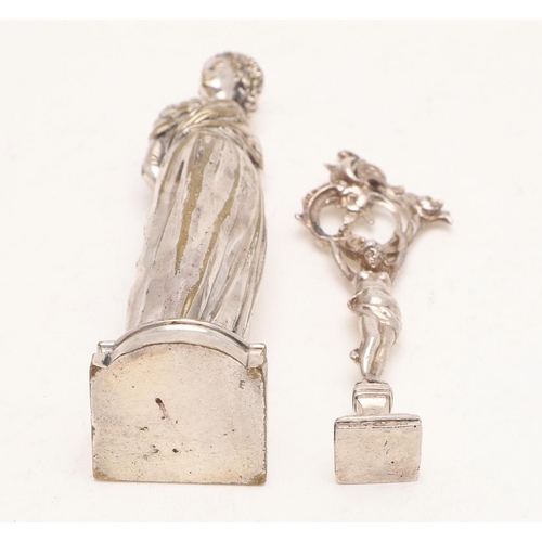 426 - A LATE 19TH/ EARLY 20TH CENTURY CONTINENTAL DESK SEAL. in the form of a classical lady, with a folia... 