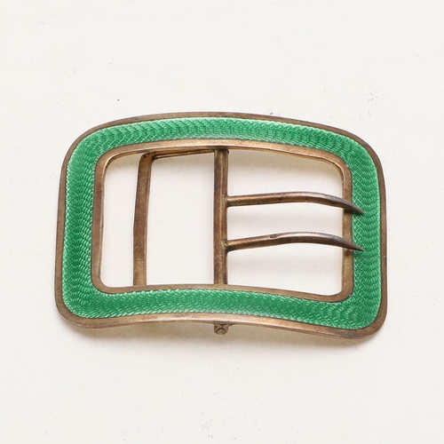 427 - A GEORGE V SILVERGILT BUCKLE. decorated with green guilloche enamel, Birmingham 1910 (no maker's mar... 