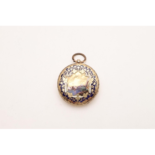 434 - A MIXED LOT:-. a gold pocket watch, with enamel decoration and the dial with Roman numerals, unmarke... 