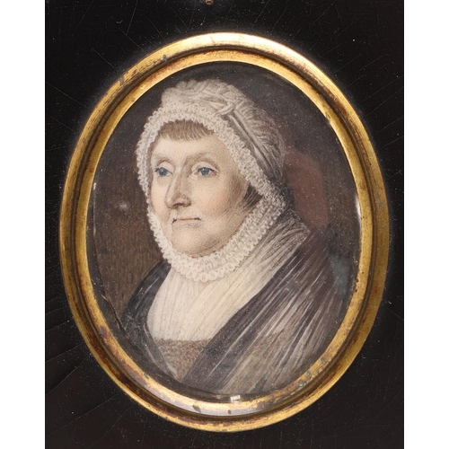 456 - FOUR VARIOUS MINIATURE PORTRAITS. each of a lady, on ivory ,including a Victorian portrait, the sitt... 