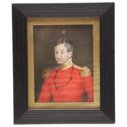 458 - ENGLISH SCHOOL c.1830. Miniature portrait of Col. Arnold Thompson, 81st Foot, in uniform, half lengt... 