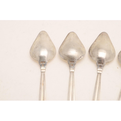 49 - A SET OF SIX 20TH CENTURY DANISH GRAPEFRUIT SPOONS, BY GEORG JENSEN. Acorn Pattern and bearing impor... 