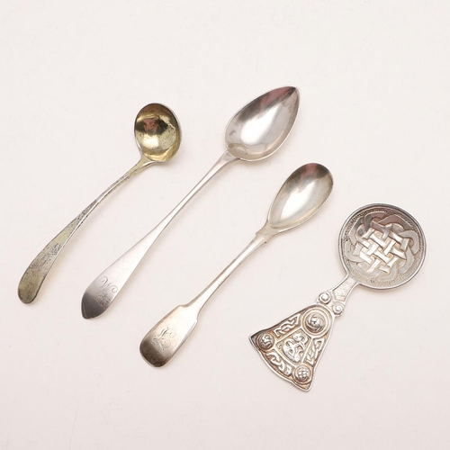 53 - SCOTTISH SILVER:-. a modern caddy spoon, with 