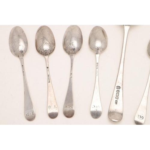 6 - TEN 18TH CENTURY HANOVERIAN TEASPOONS. a pair, by George Morris (probably), c.1750, two with shell-b... 