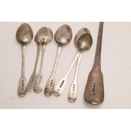 70 - MIXED FIDDLE PATTERN FLATWARE. 11 tablespoons, (including a set of 6 William IV tablespoons, by Jona... 