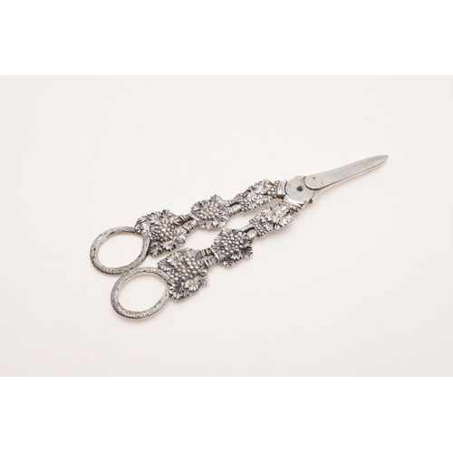 71 - A PAIR OF GEORGE IV GRAPE SHEARS. with pierced vine handles, by Charles Rawlings, London 1825; 7