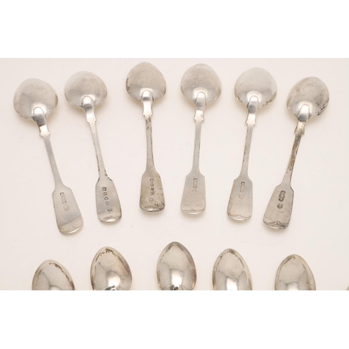 80 - A VICTORIAN CASED SET OF SIX WEST-COUNTRY PROVINCIAL TEASPOONS & MATCHING SUGAR TONGS. initialled, c... 