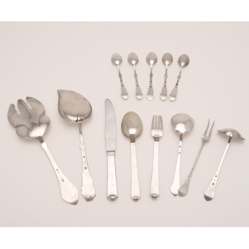 82 - MIXED DANISH FLATWARE & CUTLERY. including a fork, spoon & matching knife (steel blade), with shell ... 