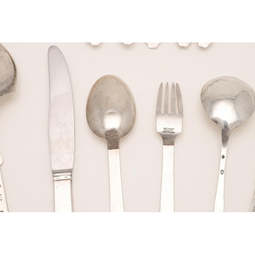 82 - MIXED DANISH FLATWARE & CUTLERY. including a fork, spoon & matching knife (steel blade), with shell ... 