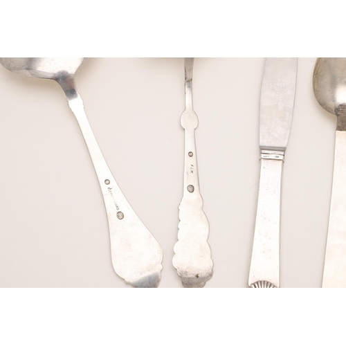 82 - MIXED DANISH FLATWARE & CUTLERY. including a fork, spoon & matching knife (steel blade), with shell ... 