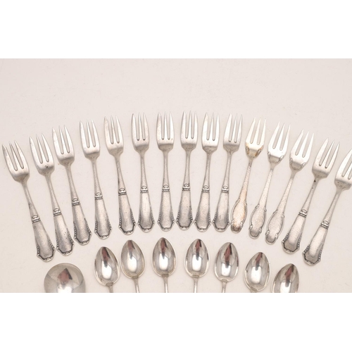 83 - A SET OF ELEVEN 20TH CENTURY DANISH CAKE FORKS. with hammered stems, by Johannes Siggaard, Copenhage... 