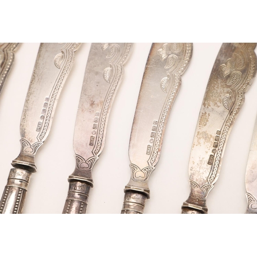 85 - A MIXED LOT OF FLATWARE & CUTLERY. including a Victorian set of 6 Bead Pattern fish knives & 6 match... 