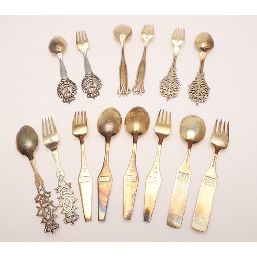 88 - SEVEN PAIRS OF 20TH CENTURY DANISH SILVERGILT / PARCELGILT 