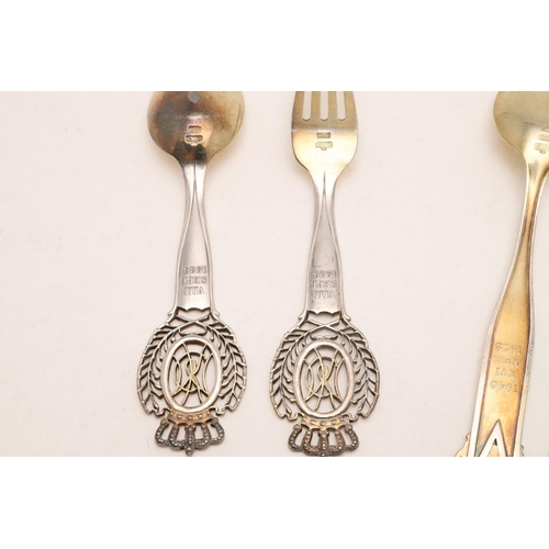 88 - SEVEN PAIRS OF 20TH CENTURY DANISH SILVERGILT / PARCELGILT 