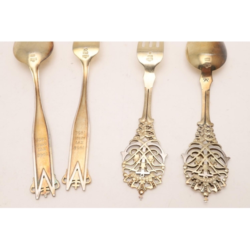 88 - SEVEN PAIRS OF 20TH CENTURY DANISH SILVERGILT / PARCELGILT 