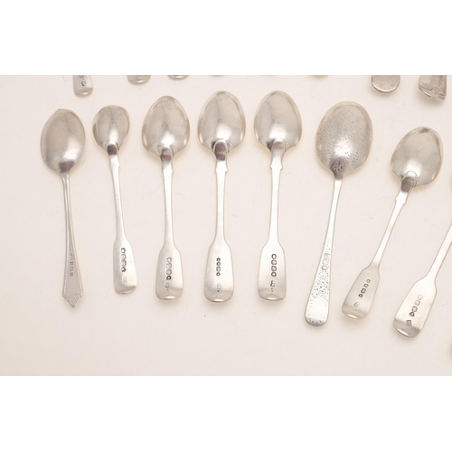 90 - MISCELLANEOUS FLATWARE. including 12 Fiddle teaspoons, 2 Old English dessert spoons, a Hanoverian ta... 