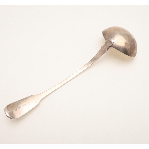 91 - A GEORGE III FIDDLE PATTERN SOUP LADLE. crested, by John & Henry Lias, London 1780; 13.5