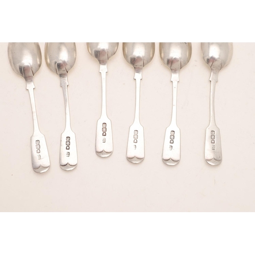 92 - A SET OF SIX GEORGE IV SCOTTISH FIDDLE PATTERN TEASPOONS. initialled, by David McDonald, Glasgow 182... 