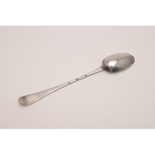 94 - A GEORGE III OLD ENGLISH IRISH BASTING SPOON. initialled & crested, makers mark worn, Dublin 1814; 1... 