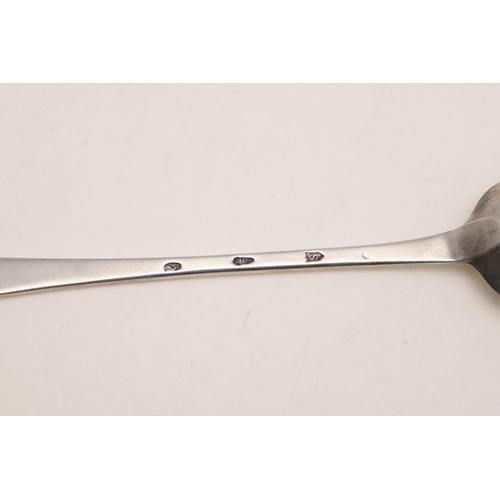 94 - A GEORGE III OLD ENGLISH IRISH BASTING SPOON. initialled & crested, makers mark worn, Dublin 1814; 1... 